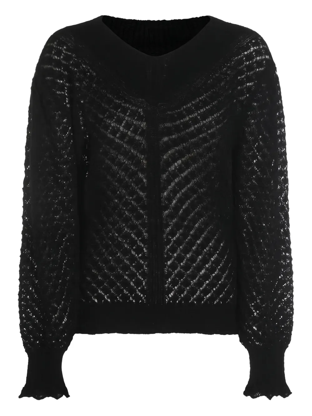 TWINSET open-knit ruffled-cuff sweater Zwart