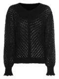 TWINSET open-knit ruffled-cuff sweater - Black