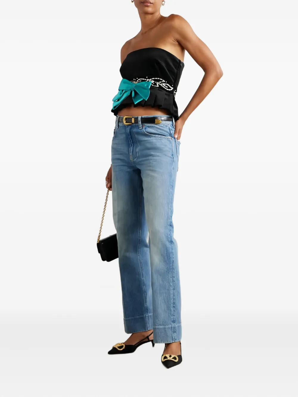 Valentino Garavani sequin-embellished bow blouse - Zwart