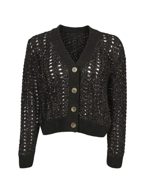 D.Exterior button V-neck cardigan