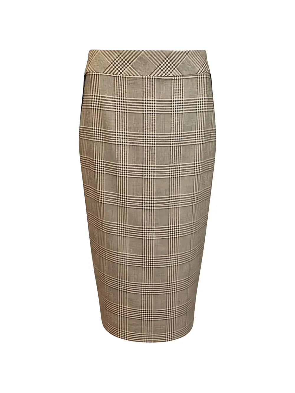 D.Exterior checked midi pencil skirt – Brown