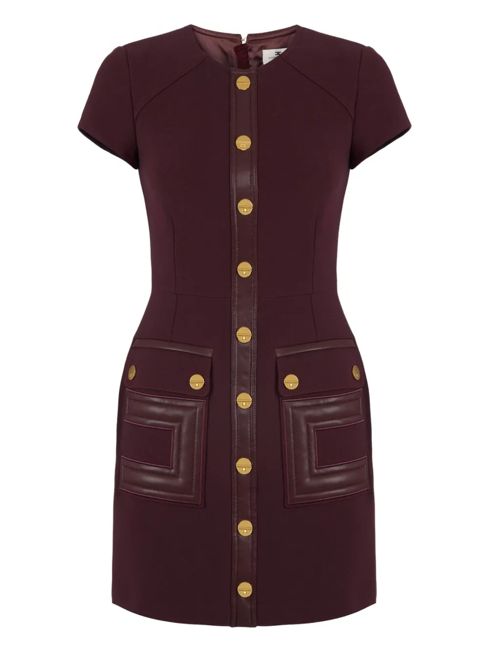 Elisabetta Franchi Button-detailed Mini Dress In Brown