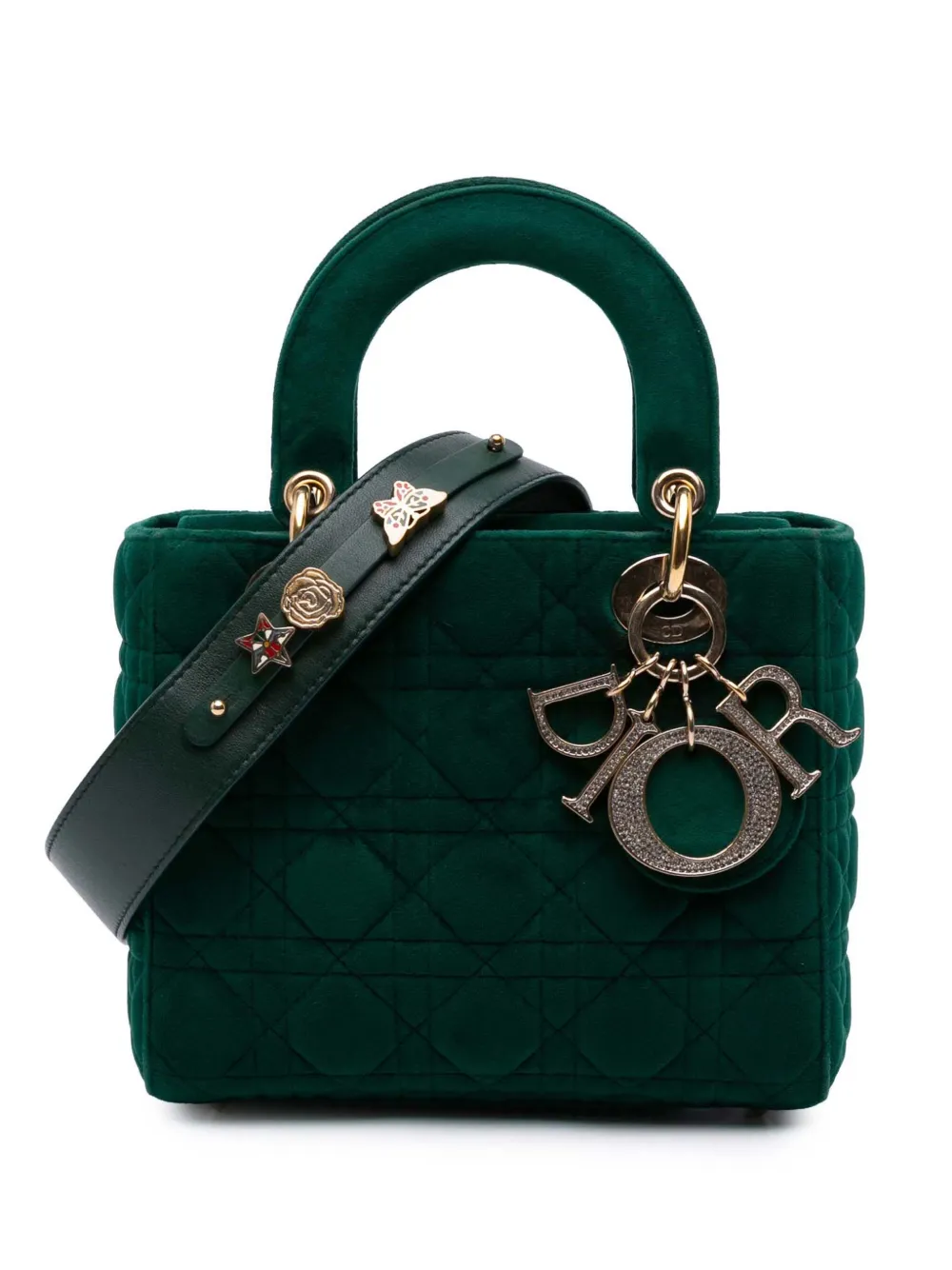 Christian Dior Pre-Owned 2019 Small Velvet Cannage My ABCDior Lady Christian Dior Pre-Owned 2019 Small Velvet Cannage My ABCDior Lady