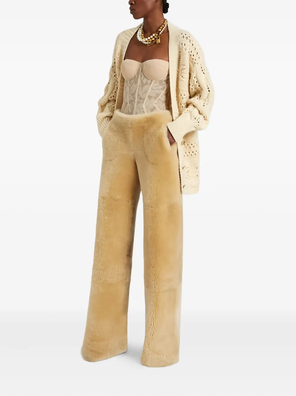 Ermanno Scervino Cashmere Cardigan With Leaf Stitch Knit In Multi