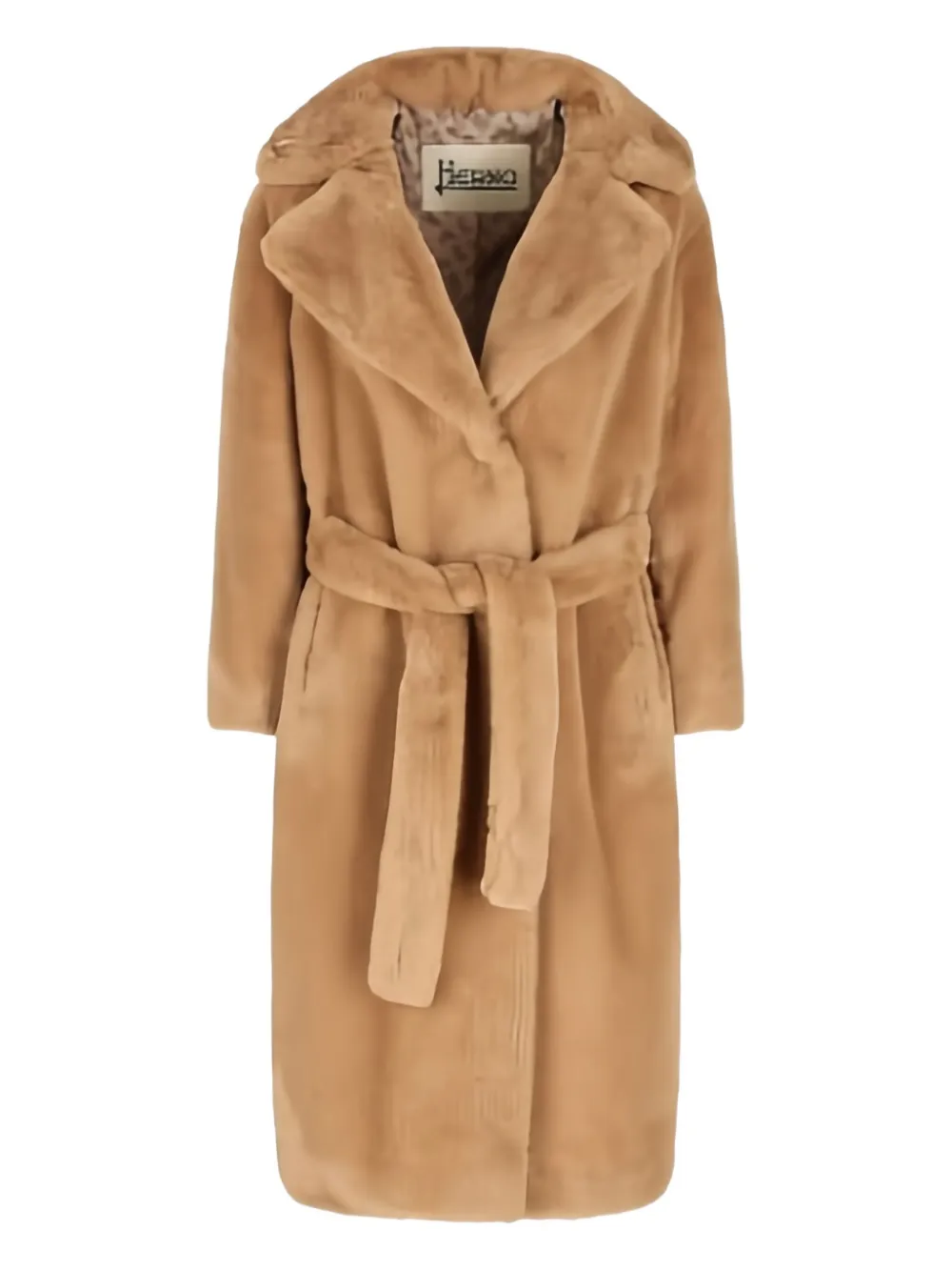 Herno belted faux-fur coat - Marrone