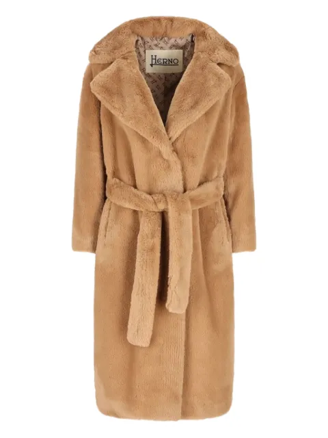 Herno belted faux-fur coat