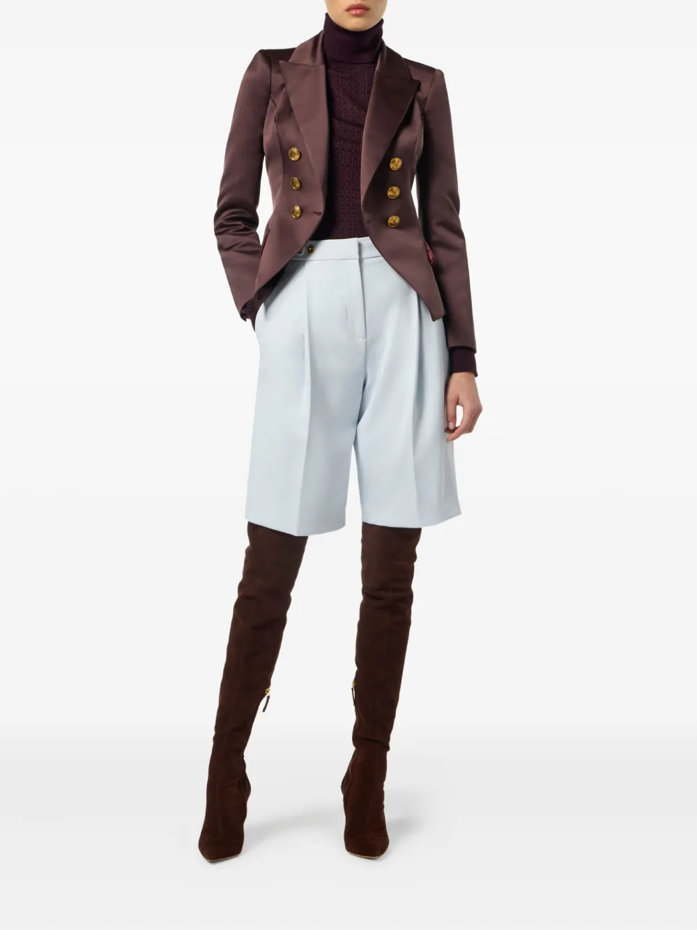 Elisabetta Franchi pleated high-waist shorts - Wit