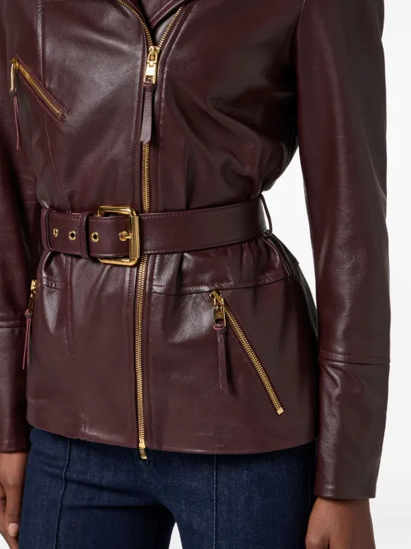 ダウンジャケット・コート ELISABETTA FRANCHI Leather biker jacket Biker jacket Elisabetta Franchi Black size 44 IT in