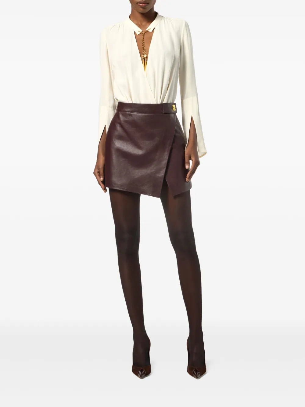 Elisabetta Franchi falda corta asimétrica | marrón | Image 1