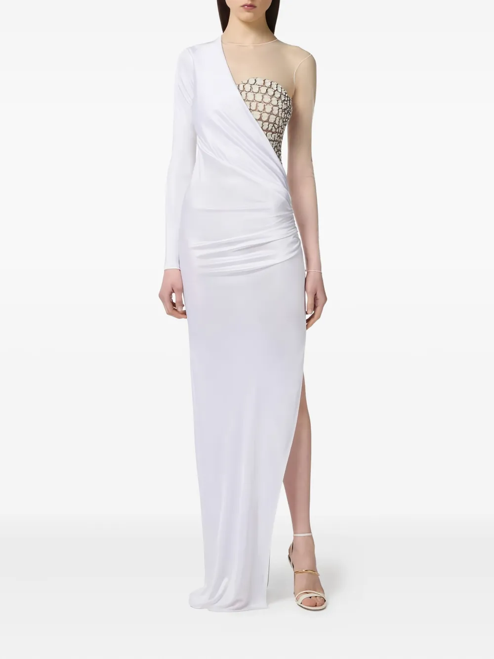 Elisabetta Franchi tulle-panel crocodile-effect maxi dress | Evening Dresses | Image 2