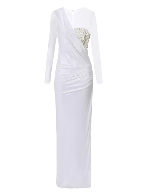 Elisabetta Franchi tulle-panel crocodile-effect maxi dress