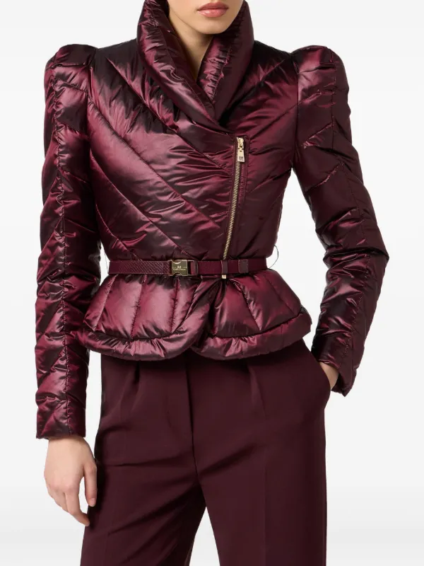 Elisabetta Franchi Quilted Down Jacket | Red | FARFETCH