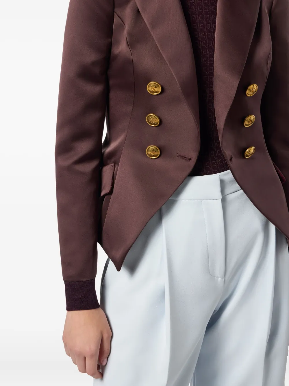 Elisabetta Franchi Blazer met dubbele rij knopen Bruin