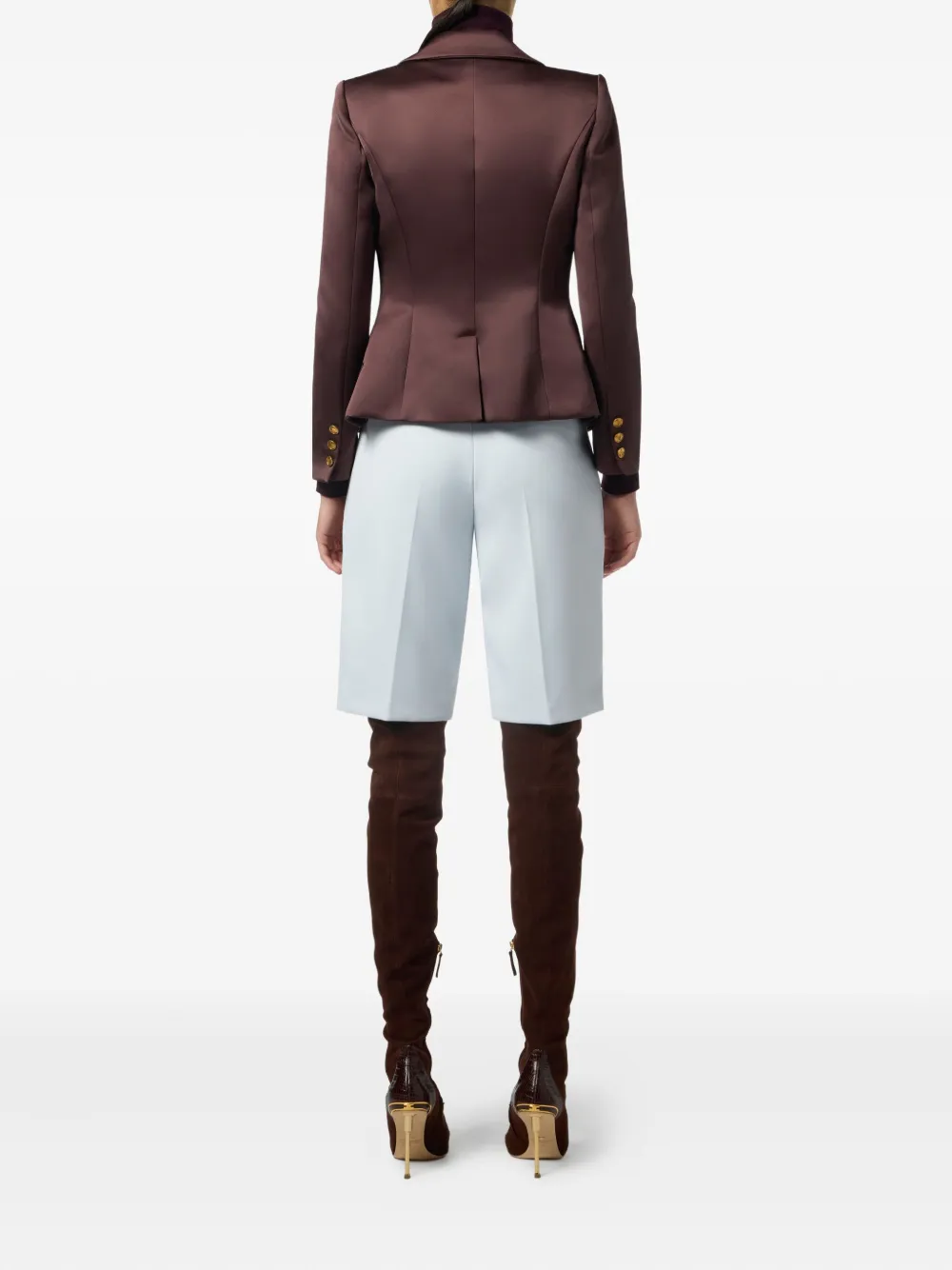Elisabetta Franchi Blazer met dubbele rij knopen Bruin