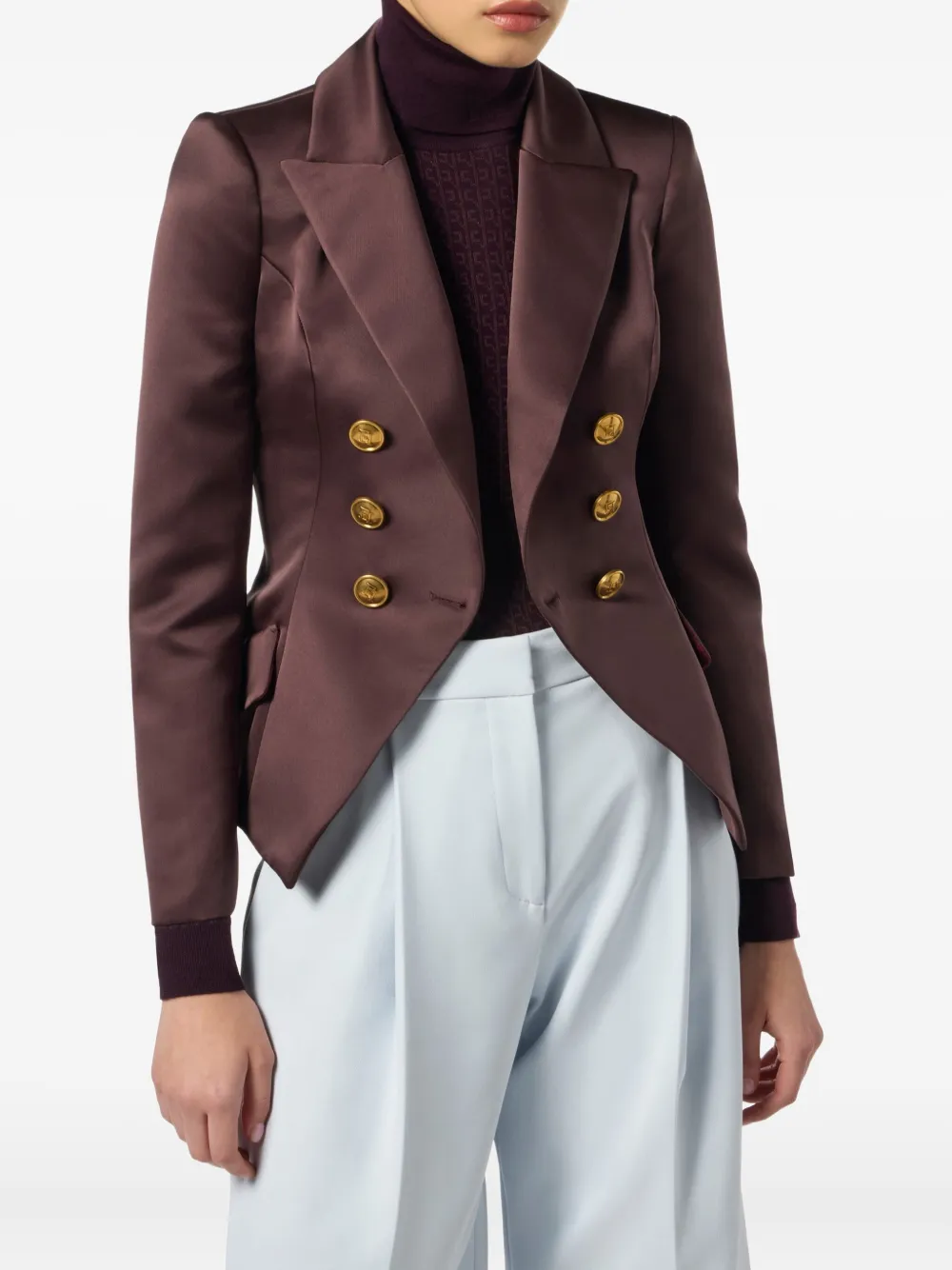 Elisabetta Franchi Blazer met dubbele rij knopen Bruin