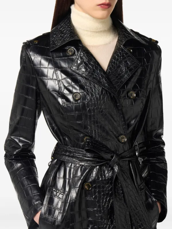 Elisabetta Franchi crocodile-effect double-breasted Trench Coat