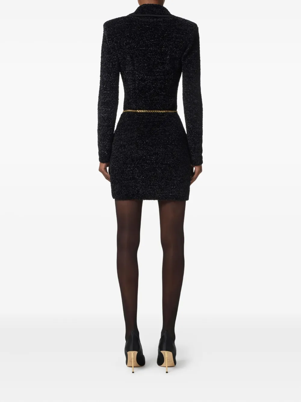 Elisabetta Franchi Double-breasted Dress Featuring Chain Belt In Black