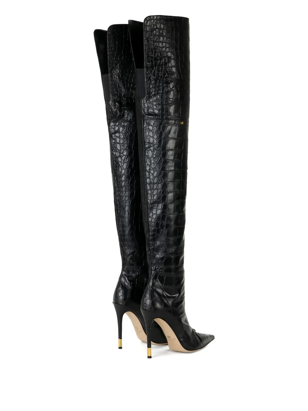 Elisabetta Franchi 105mm Crocodile-print Over-the-knee Boots In Black