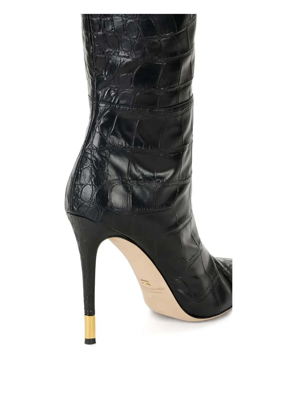 Elisabetta Franchi 105mm Crocodile-print Over-the-knee Boots In Black