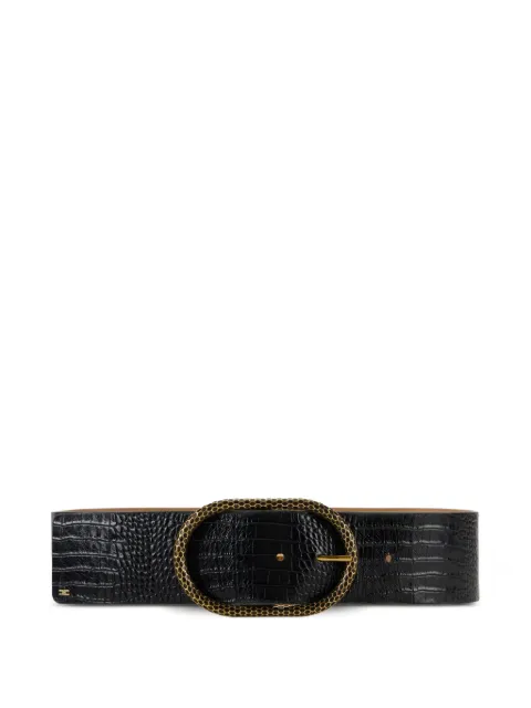 Elisabetta Franchi crocodile-effect leather oval-buckle belt