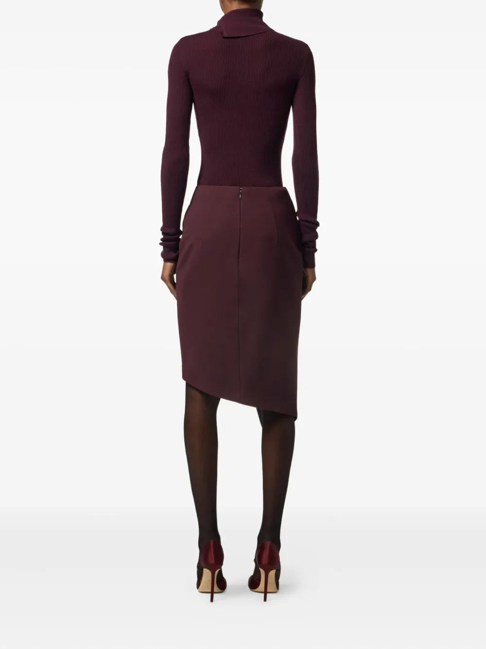 Elisabetta Franchi Ribbed Turtleneck Sweater In Burgundy