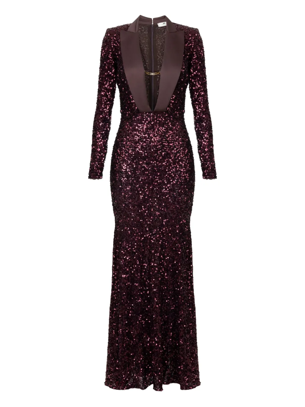 Elisabetta Franchi sequin-embellished jewelled maxi dress Rood