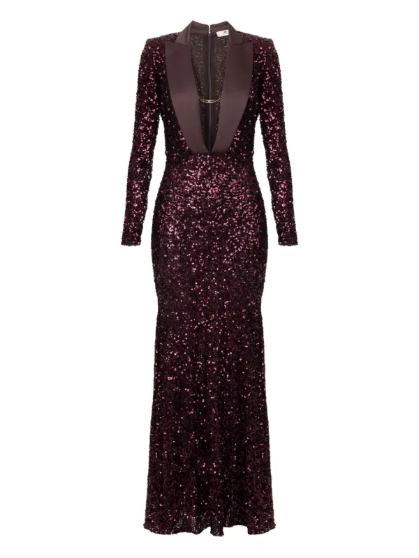 Elisabetta Franchi sequin-embellished Jewelled Maxi Dress | Red | FARFETCH