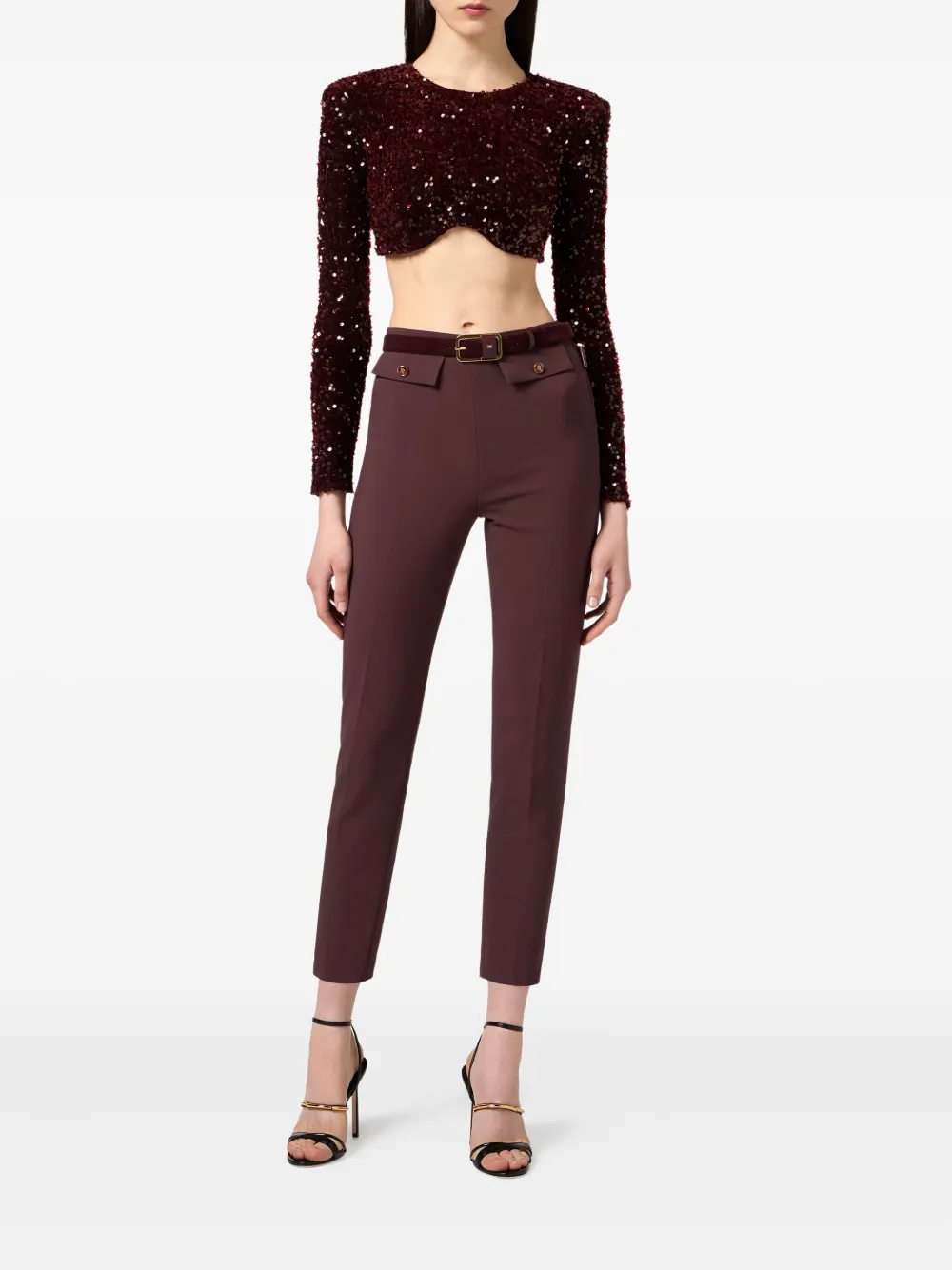 Elisabetta Franchi Crêpe broek met dubbele rits Bruin