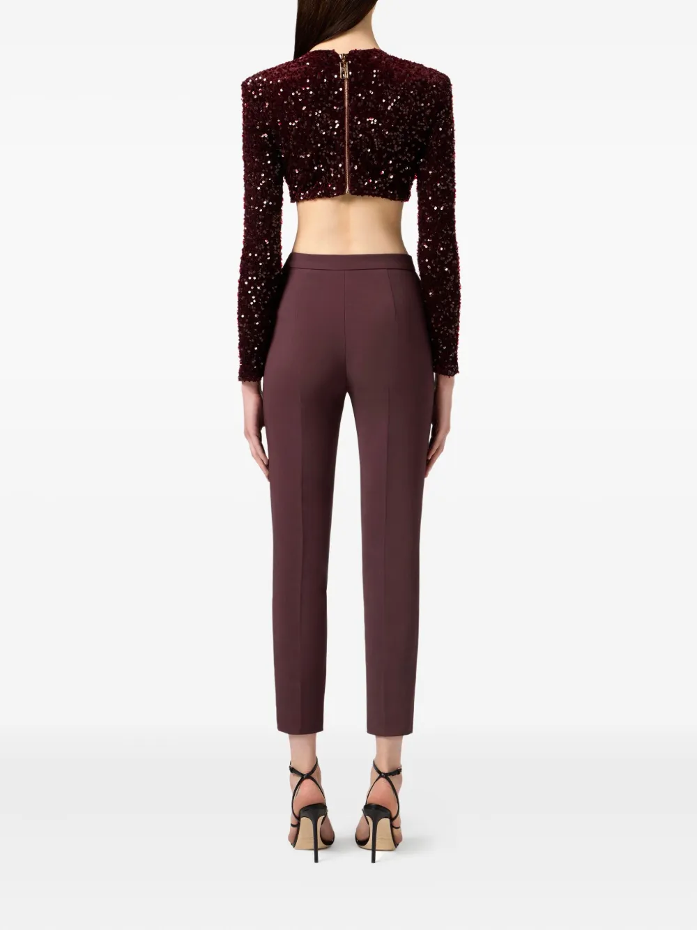 Elisabetta Franchi Crêpe broek met dubbele rits Bruin
