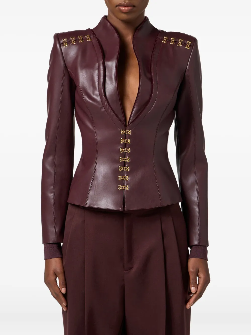 Elisabetta Franchi Structured Jacket In Brown