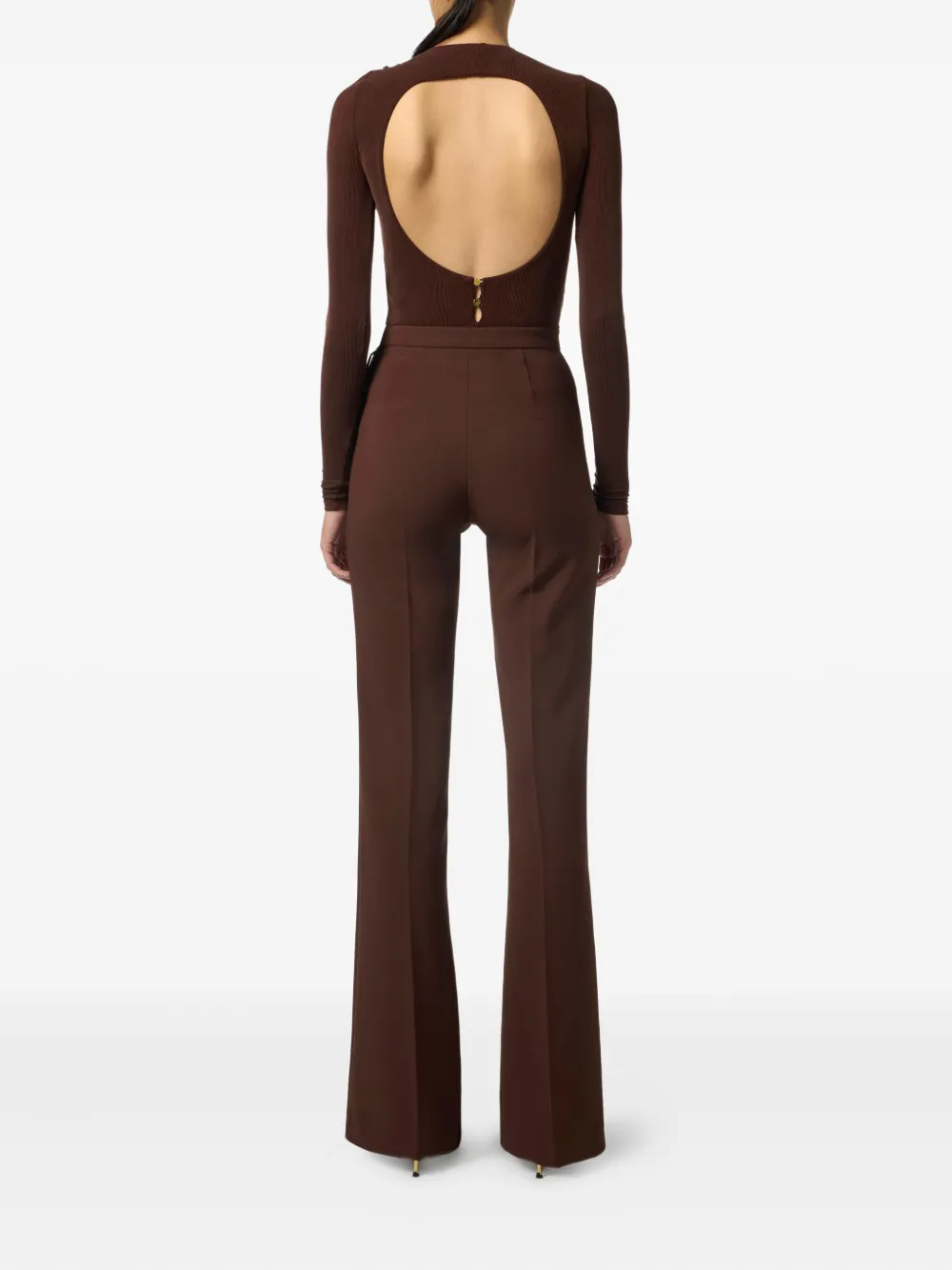 Elisabetta Franchi Flared broek met knopen Bruin