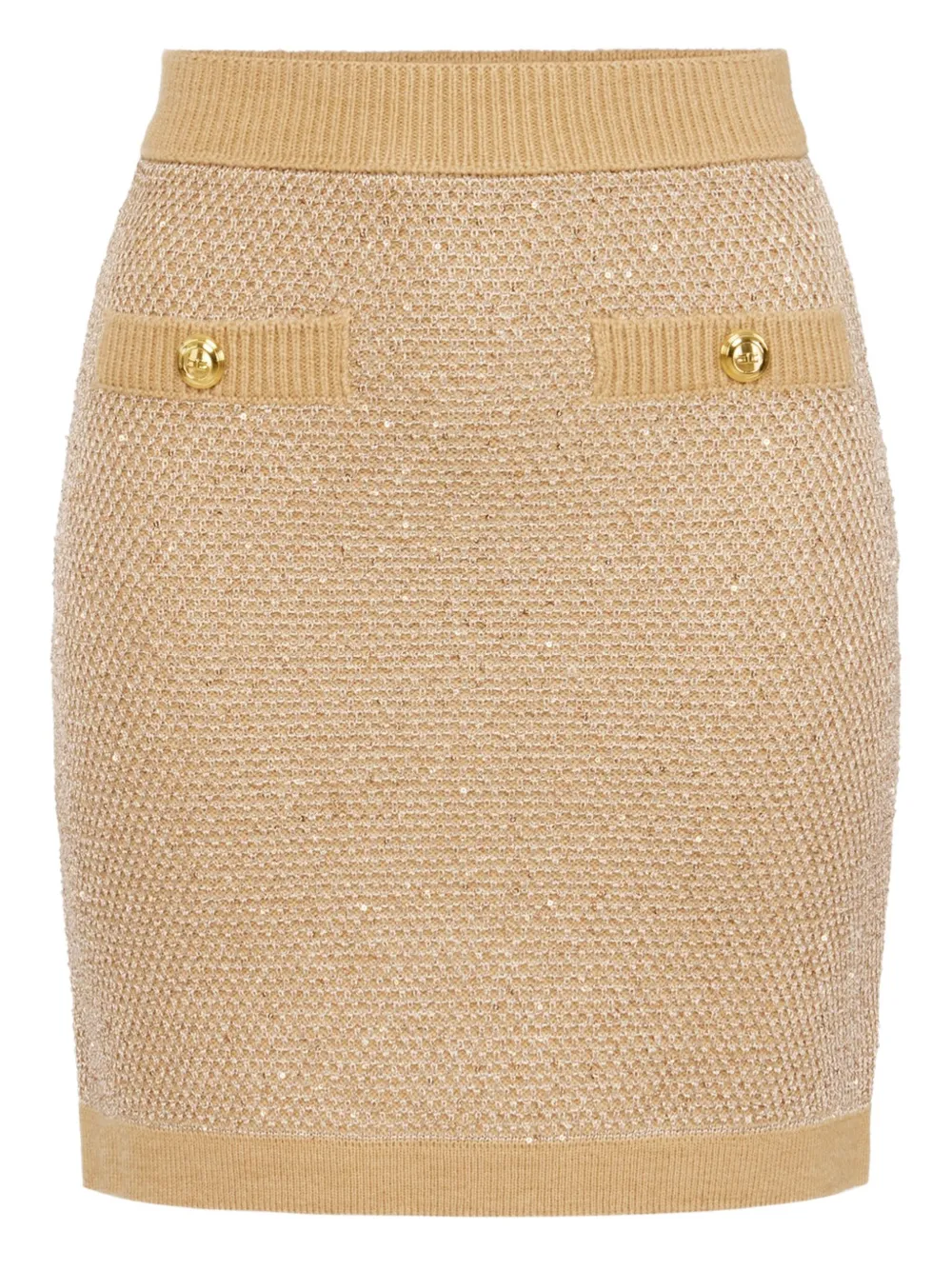 Elisabetta Franchi Gebreide mini-rok Beige