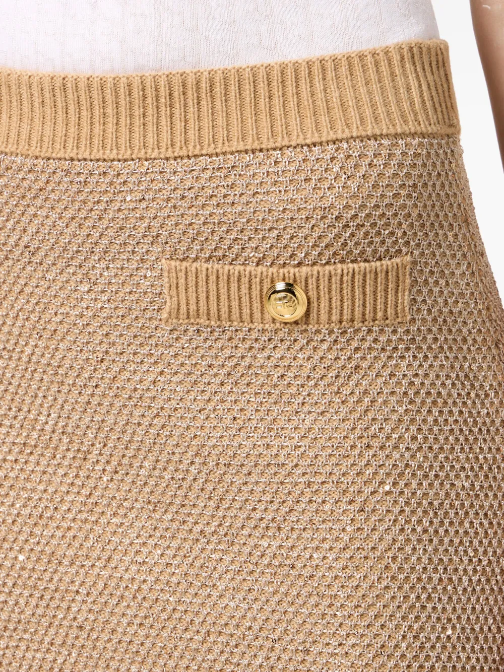 Elisabetta Franchi Gebreide mini-rok Beige