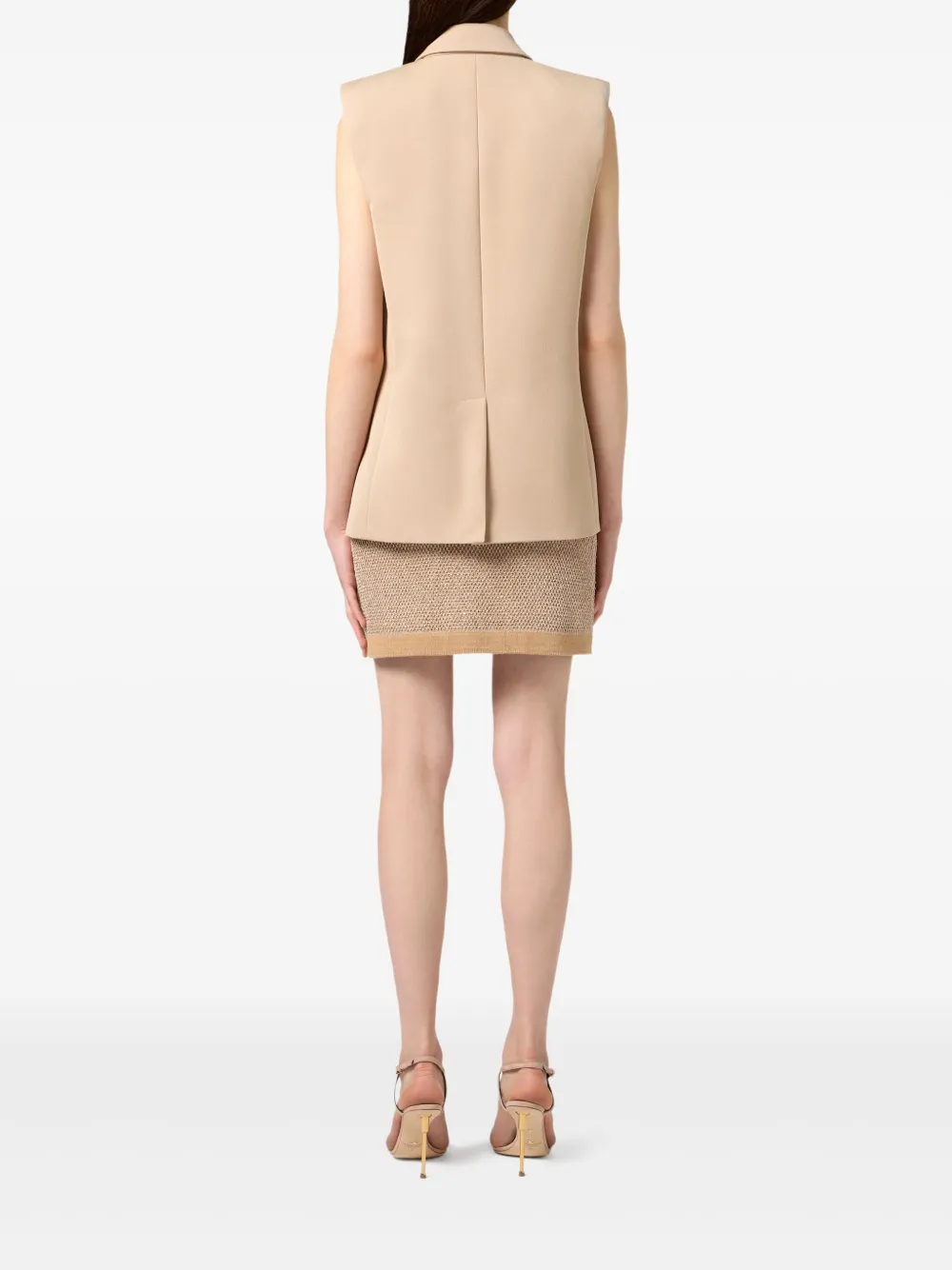 Elisabetta Franchi Gebreide mini-rok Beige