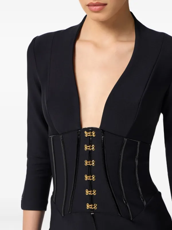 Elisabetta Franchi ABT5152E3DC8 関税送料込 Elisabetta Franchi corset-detail Mini Dress | Black | FARFETCH