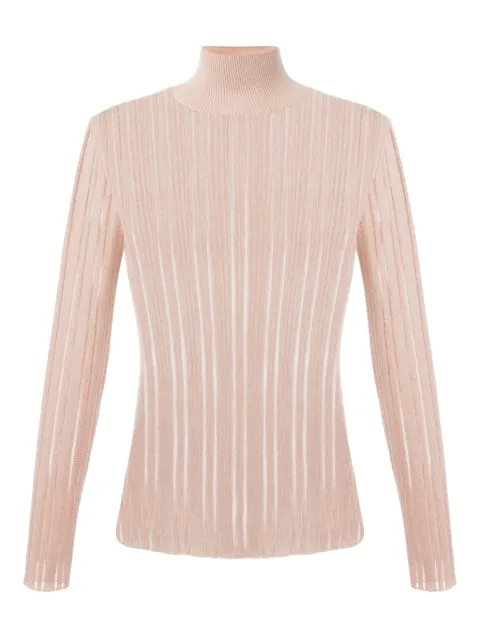Elisabetta Franchi توب بحياكة مضلعة ورقبة عالية مطوية