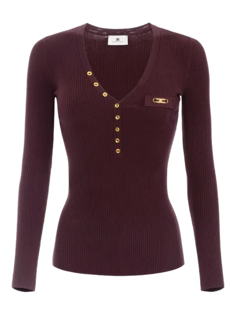 Elisabetta Franchi Blusa canelada com abotoamento