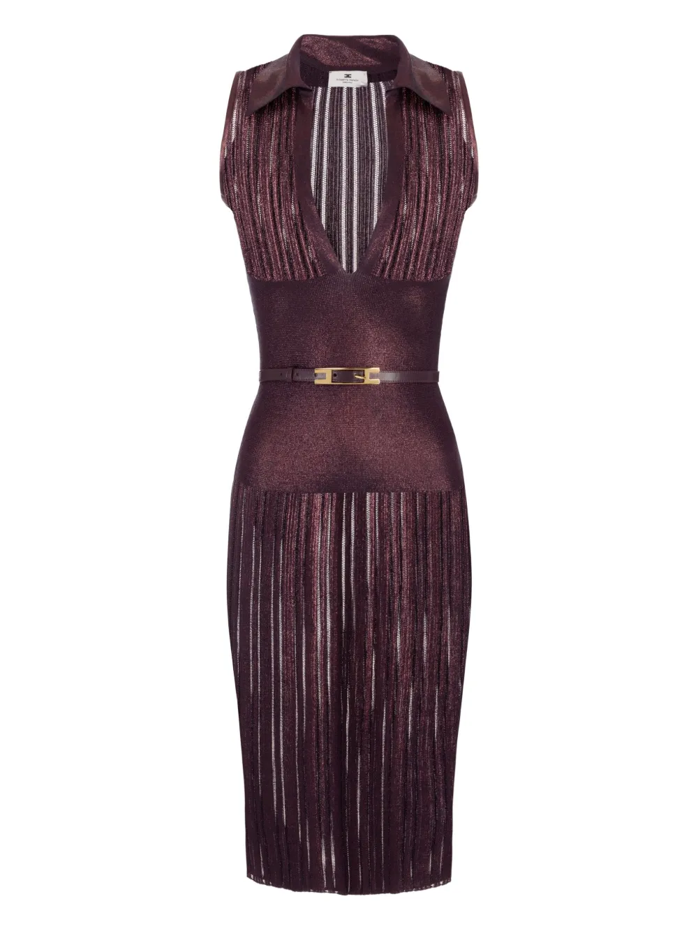 Elisabetta Franchi pleated midi dress Rood