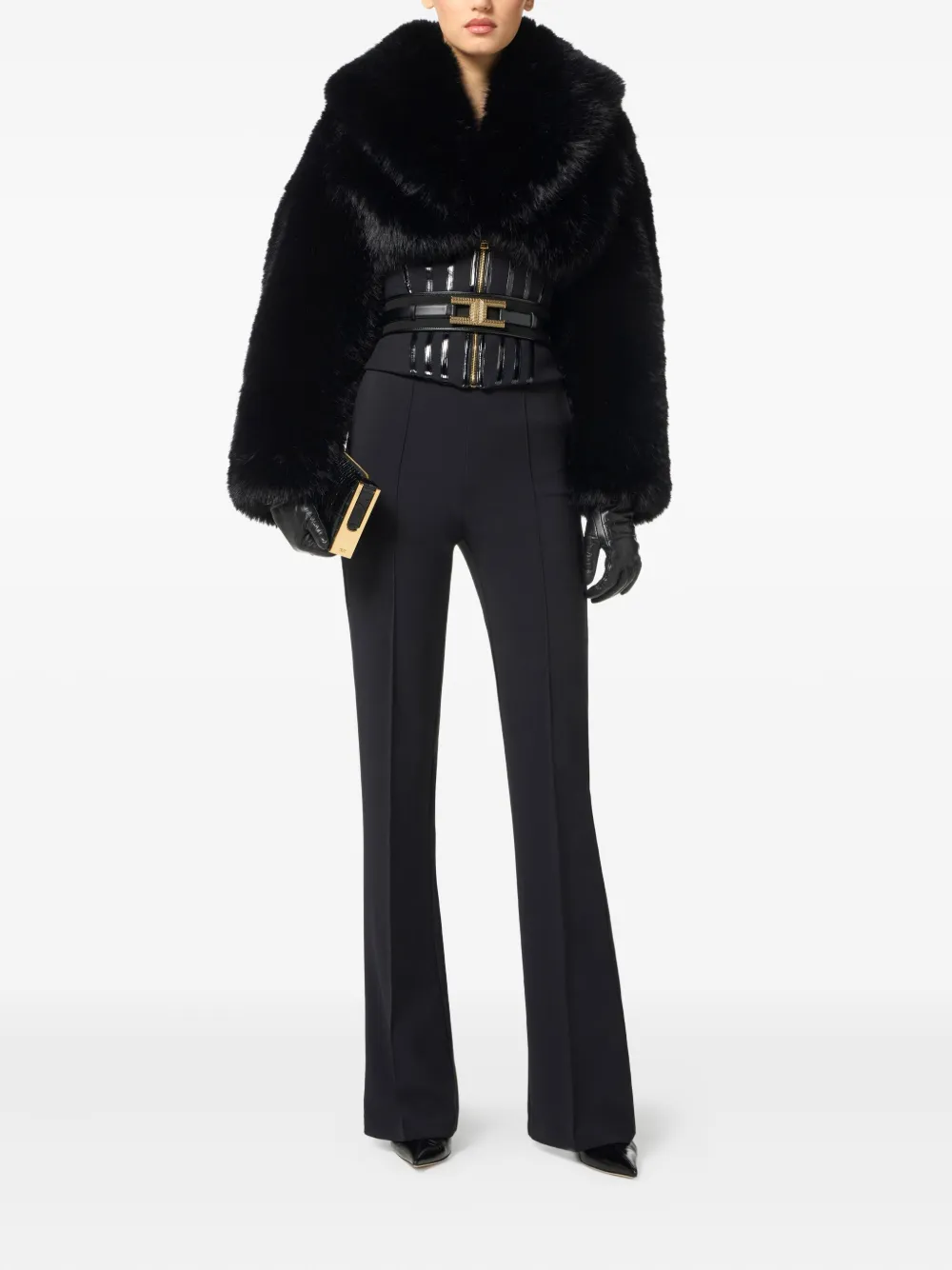 Elisabetta Franchi Crêpe flared broek - Zwart