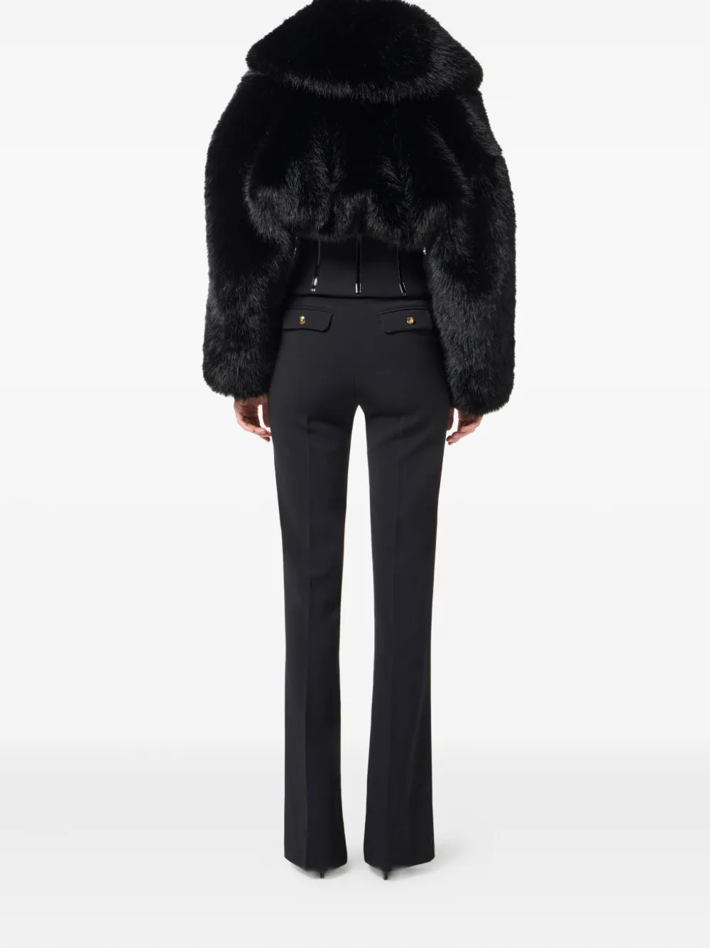Elisabetta Franchi Lightweight Crepe Trousers With Jewel Chain In Black