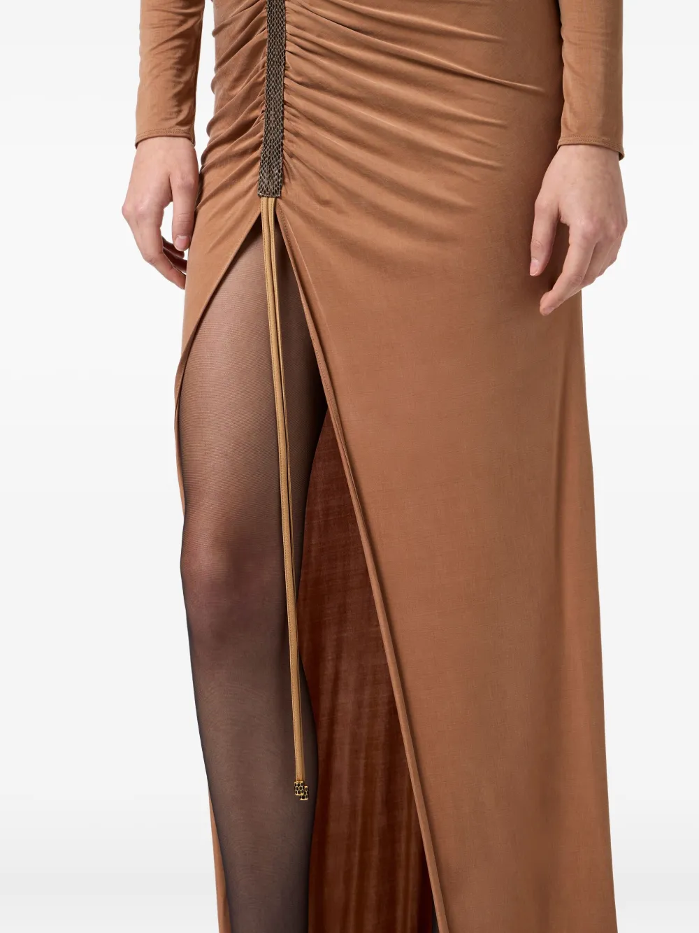 Elisabetta Franchi Maxi-jurk met hoge hals Bruin