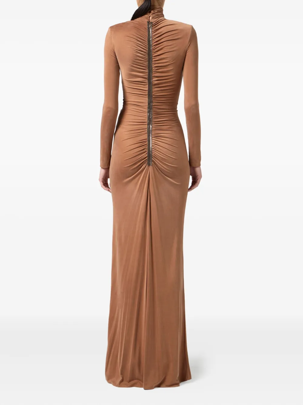 Elisabetta Franchi Maxi-jurk met hoge hals Bruin