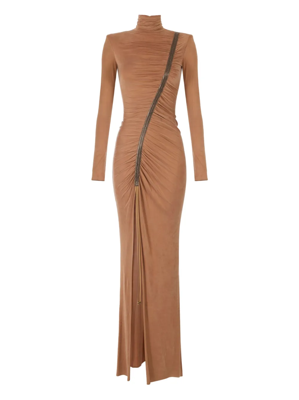 Elisabetta Franchi Maxi-jurk met hoge hals Bruin