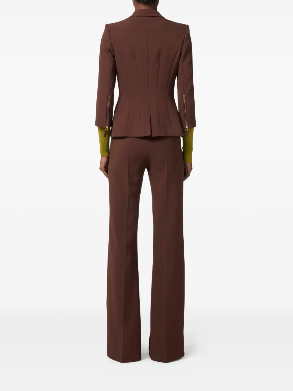 Elisabetta Franchi Jack met dubbele rij knopen en gouden knopen Bruin