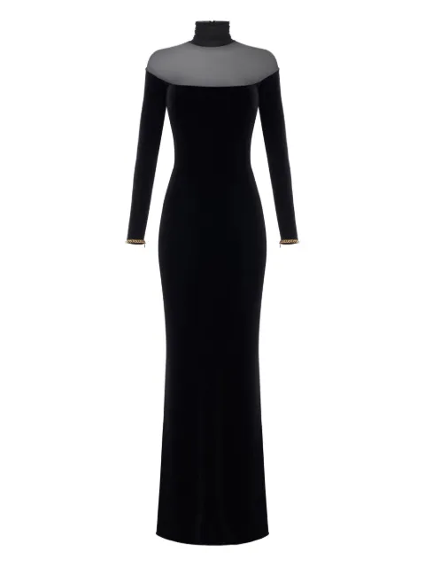 Elisabetta Franchi velvet mesh-insert maxi dress