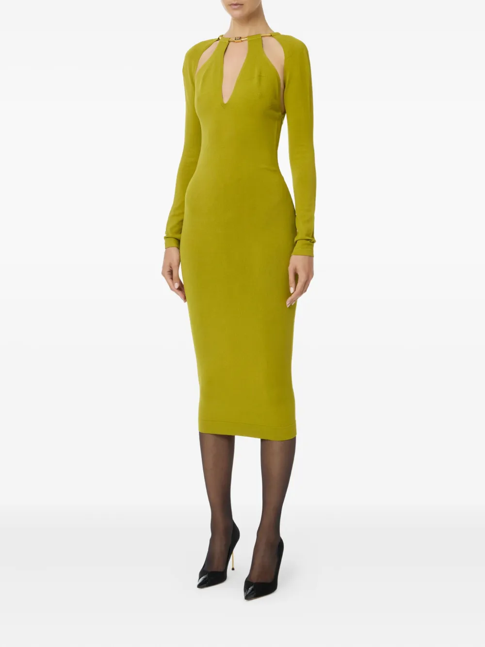 Elisabetta Franchi Jurk met halsketting en uitgesneden details Groen