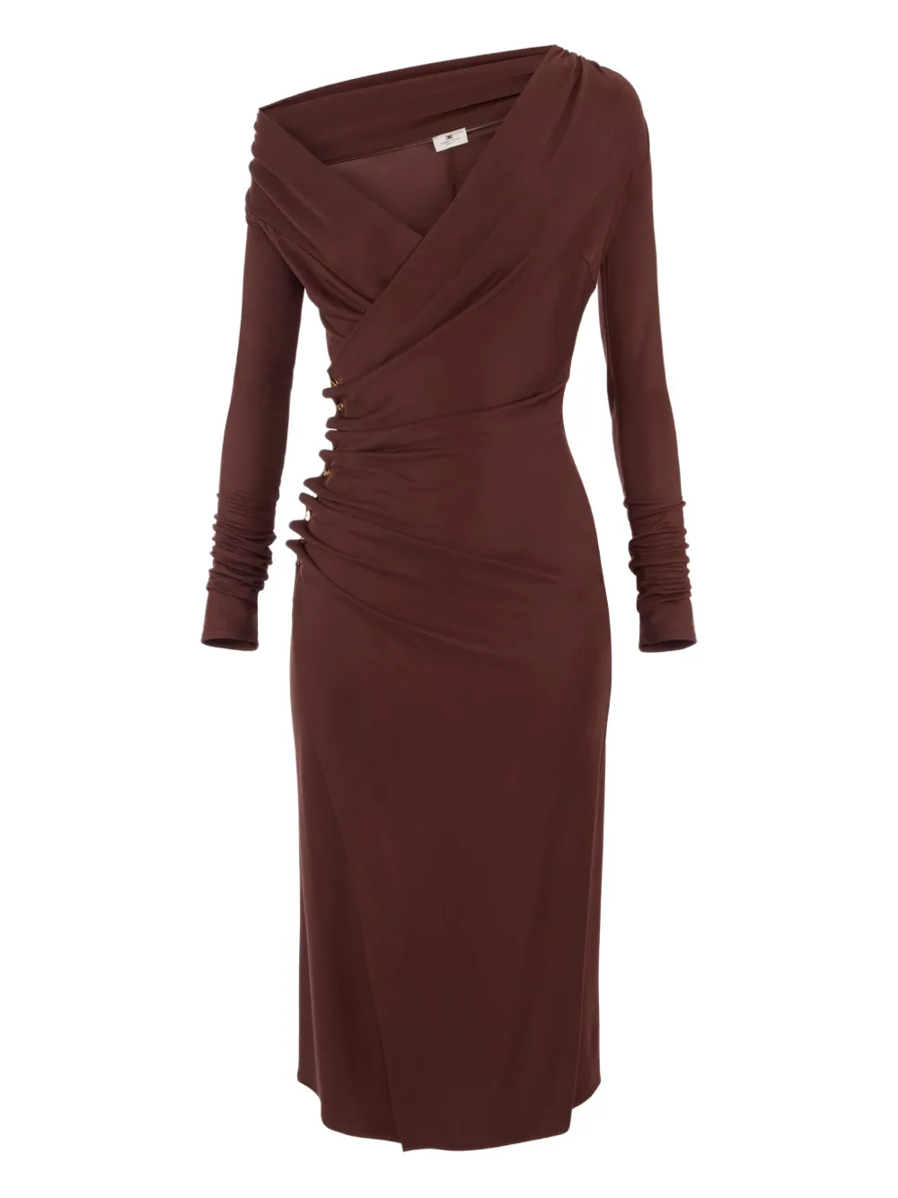 Elisabetta Franchi Gedrapeerde midi-jurk Bruin