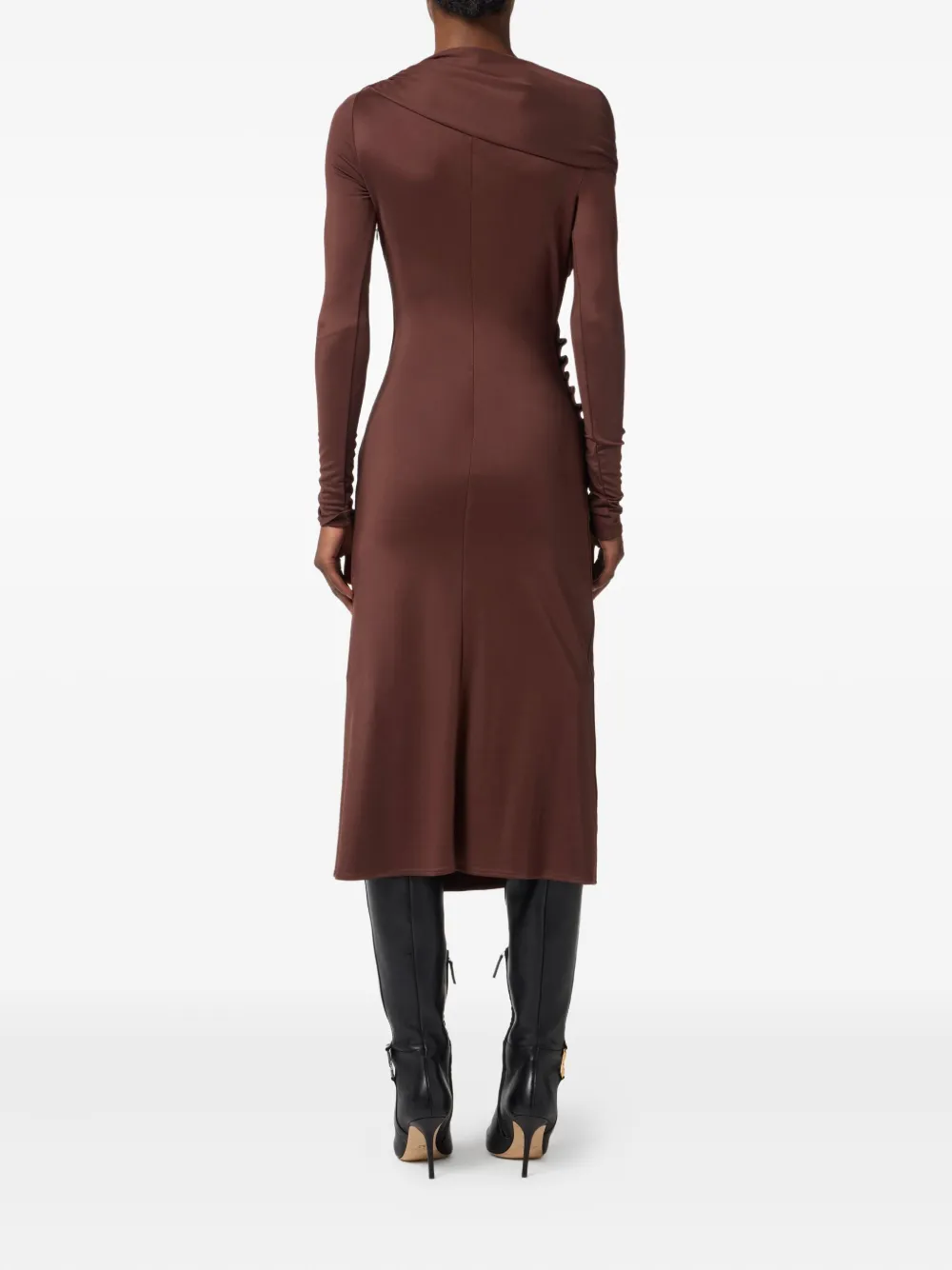 Elisabetta Franchi Gedrapeerde midi-jurk Bruin