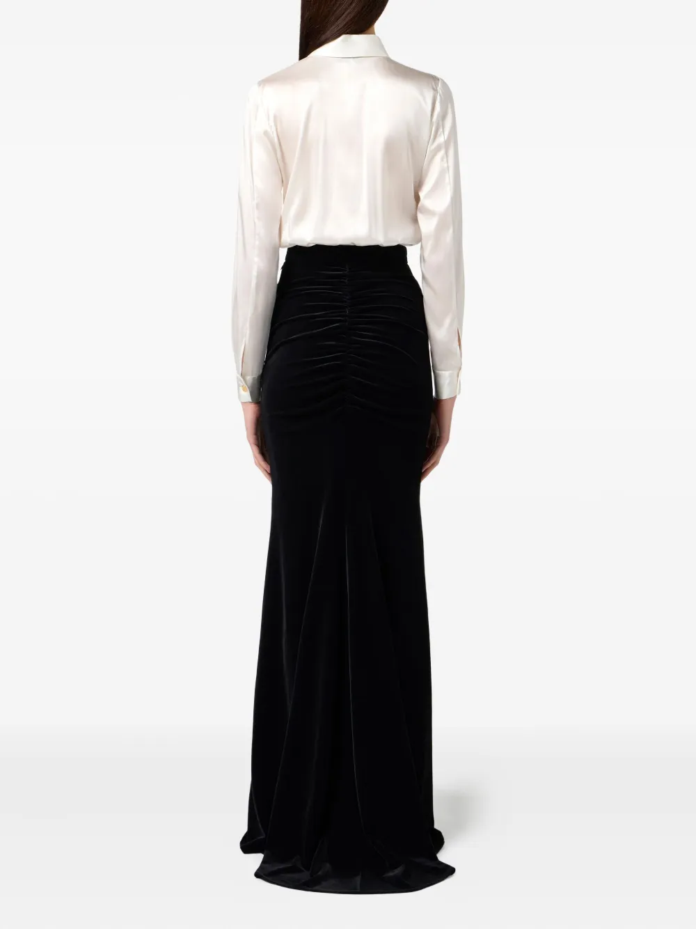 Elisabetta Franchi Maxi-jurk met geplooide voorkant Beige