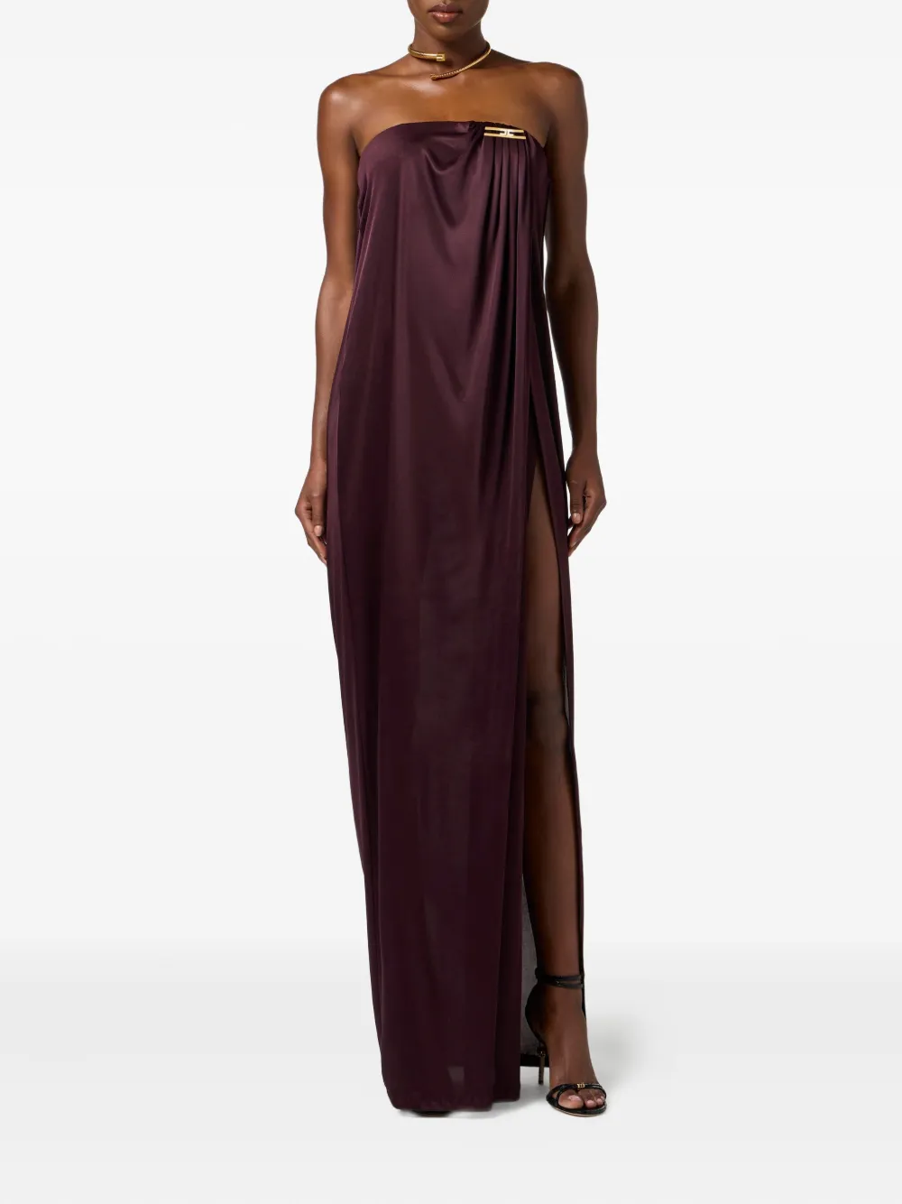 Elisabetta Franchi draped jersey maxi dress Bruin